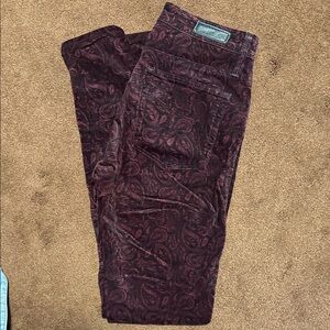 AG Adriano Goldschmied Women's velvet Skinny Jeans in Burgundy Paisley